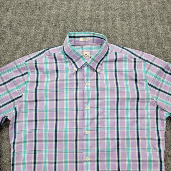 Peter Millar Shirt Mens Medium Purple Plaid Button Down Long Sleeve Preppy - Picture 2 of 8